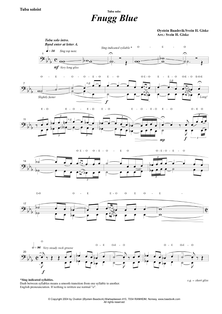 Baadsvik - Fnugg Blue - SOLO PART ONLY